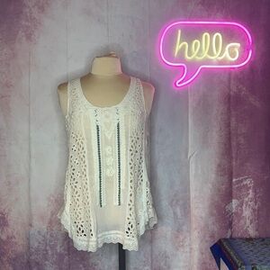 Johnny Was- Lucky Scoop-Neck Embroidered Tank